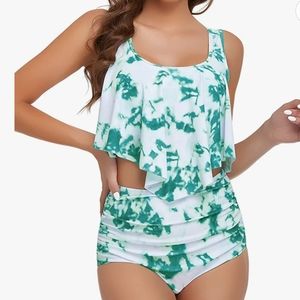 Edelqual Tankini Swimsuit for Women Two Piece Cross Strap Tummy Control Swimwear
